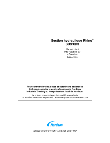 Nordson Rhino SD3/XD3 Hydraulic Section Manuel du propriétaire | Fixfr