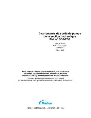 Nordson Rhino SD3/XD3 Hydraulic Section Pump Outlet Manifold Manuel du propriétaire | Fixfr