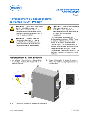 Nordson Prodigy HDLV Feed Pump Circuit Board Replacement Manuel du propriétaire | Fixfr