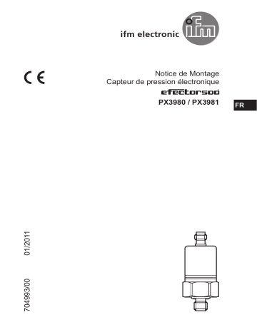 IFM PX3981 Pressure transmitter Guide d'installation | Fixfr