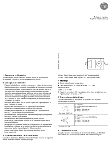 JD2120 | IFM JD2310 Inclination sensor Guide d'installation | Fixfr