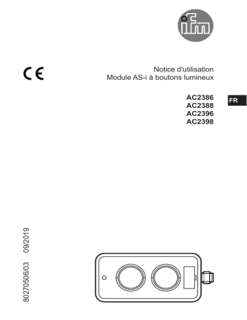IFM AC2386 AS-Interface illuminated pushbutton module Mode d'emploi | Fixfr