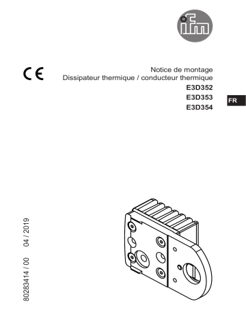 IFM E3D353 Cooling element for 3D camera Guide d'installation | Fixfr