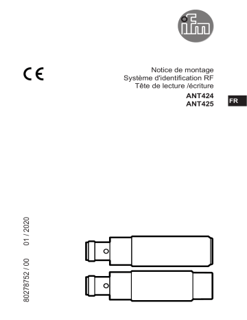 ANT425 | IFM ANT424 RFID read/write head HF Guide d'installation | Fixfr