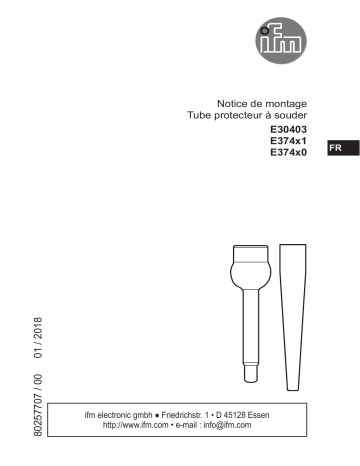 E37421 | IFM E37450 Welding thermowell for temperature sensor Guide d'installation | Fixfr