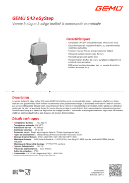 Gemu 543 eSyStep Motorized angle seat globe valve Fiche technique