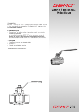 Gemu 707 Manually operated ball valve Fiche technique