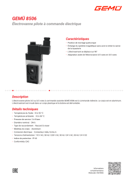 Gemu 8506 Electrically operated pilot solenoid valve Fiche technique