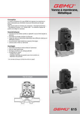 Gemu 615 Pneumatically operated diaphragm valve Fiche technique