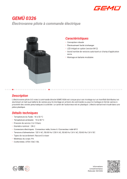 Gemu 0326 Electrically operated pilot solenoid valve Fiche technique