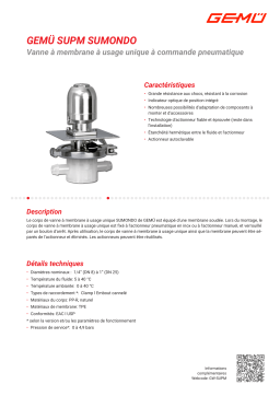 Gemu SUB SUMONDO Single-use valve bodies Fiche technique