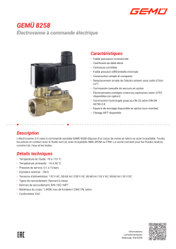 Gemu 8258 Electrically operated solenoid valve Fiche technique