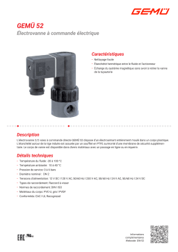 Gemu 52 Electrically operated solenoid valve Fiche technique