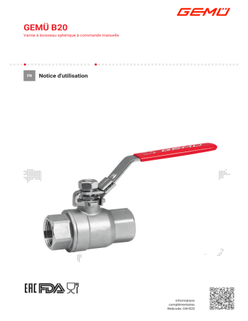 Gemu B20 Manually operated ball valve Mode d'emploi | Fixfr