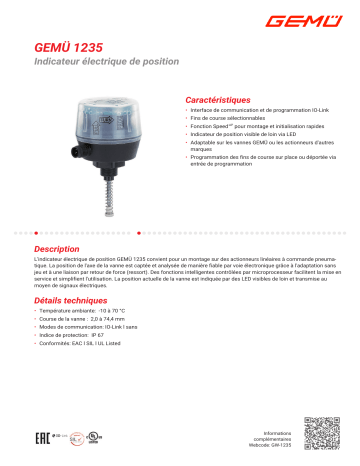 Gemu 1235 Electrical position indicator Fiche technique | Fixfr