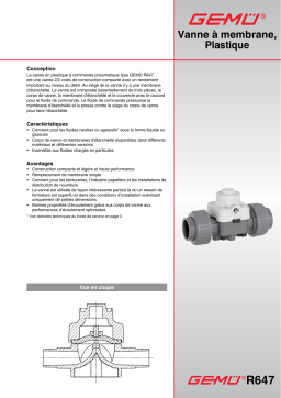 Gemu R647 Pneumatically operated diaphragm valve Fiche technique