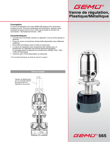 Gemu 565 Pneumatically operated control valve Fiche technique | Fixfr