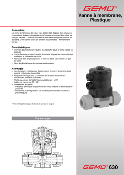 Gemu 630 Pneumatically operated diaphragm valve Fiche technique