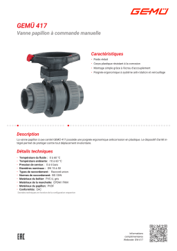 Gemu 417 Manually operated butterfly valve Fiche technique