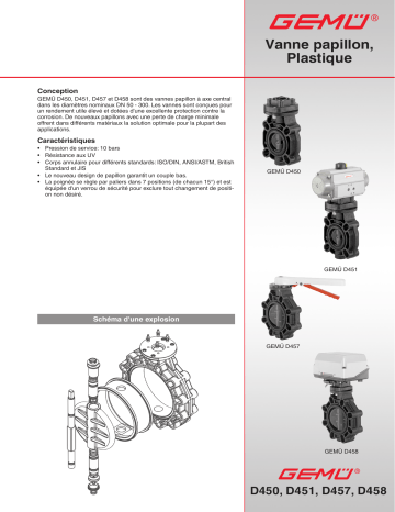 D450 | D458 | D451 | Gemu D457 Manually operated butterfly valve Fiche technique | Fixfr