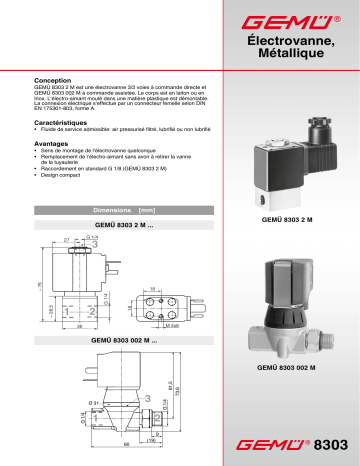 Gemu 8303 Electrically operated pilot solenoid valve Fiche technique | Fixfr