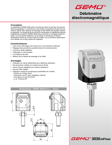 Gemu 3030 mFlow Magnetically inductive flowmeter Fiche technique | Fixfr