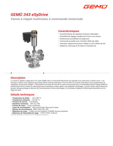 Gemu 343 eSyDrive Motorized multi-port globe valve Fiche technique | Fixfr