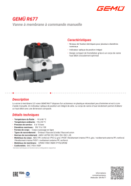 Gemu R677 Manually operated diaphragm valve Fiche technique