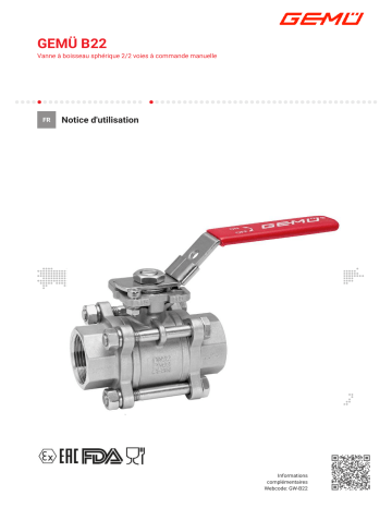 Gemu B22 Manually operated 2/2-way ball valve Mode d'emploi | Fixfr