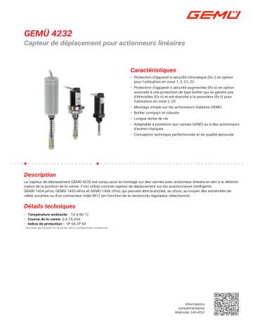 Gemu 4232 Travel sensor for linear actuators Fiche technique | Fixfr