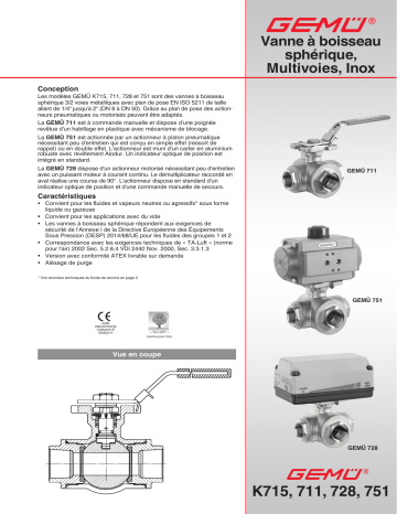 K715 | 751 | 728 | Gemu 711 Manually operated ball valve Fiche technique | Fixfr