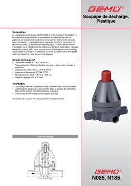 Gemu N185 Pressure relief valve Fiche technique