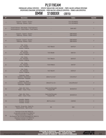 GIVI PL5119CAM Specific pannier holder Mode d'emploi | Fixfr