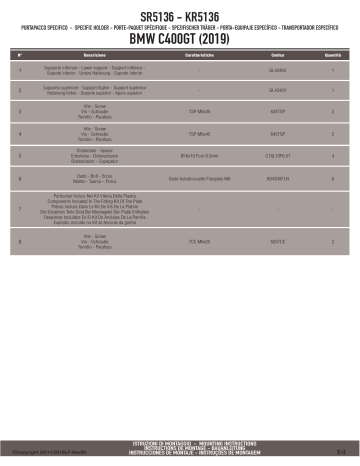 GIVI SR5136 Specific rear rack Mode d'emploi | Fixfr