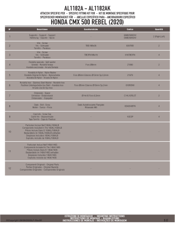 GIVI AL1182A Specific fitting kit Mode d'emploi | Fixfr