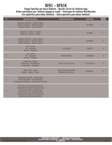 GIVI BF61 Specific flange Mode d'emploi | Fixfr