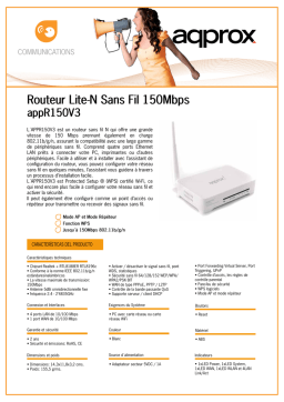 Approx APPR150V3 Lite-N Wireless 150Mbps Router Manuel utilisateur