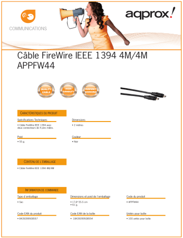 APPFW64 | Approx APPFW44 4M/4MIEEE 1394 Firewire Cable Manuel utilisateur | Fixfr