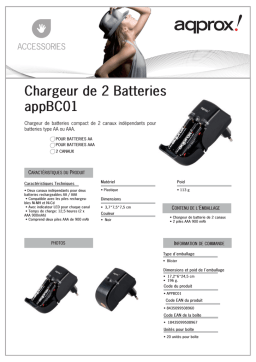Approx APPBC01 2 batteries charger Manuel utilisateur