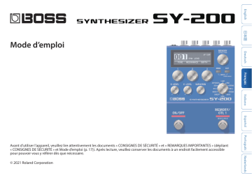 Boss SY-200 Synthesizer Manuel du propriétaire | Fixfr