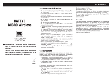 Cateye Micro Wireless [CC-MC200W] Computer Manuel utilisateur | Fixfr