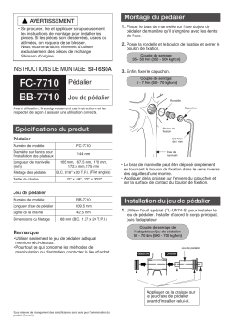 Shimano BB-7710 Jeu de pédalier Manuel utilisateur