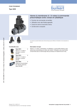 Burkert 3230 Pneumatically operated 2/2 way Diaphragm Valve Fiche technique