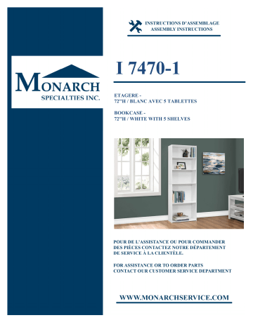 Monarch Specialties I 7470 BOOKCASE Manuel utilisateur | Fixfr