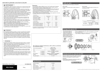 CS-6500 | CS-HG70-8 | CS-HG50-9 | CS-HG70-9 | WH-R500 | Shimano CS-HG50-8 Pignon de type cassette Manuel utilisateur | Fixfr