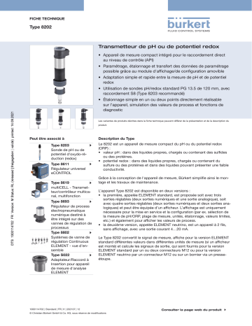 Burkert 8202 pH or redox potential transmitter Fiche technique | Fixfr