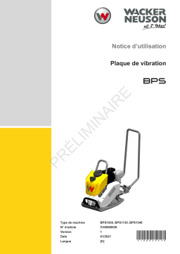 Wacker Neuson BPS1340Aw Single direction Vibratory Plate Manuel utilisateur