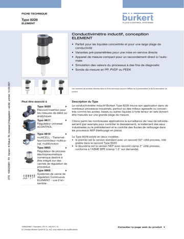 Burkert 8228 Inductive conductivity meter Fiche technique | Fixfr