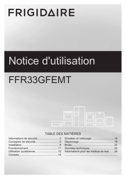 Frigidaire FFR33GFEMT Manuel utilisateur