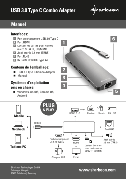 Sharkoon USB 3.0 Type C Combo Adapter USB Hub Manuel du propriétaire